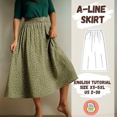 Grab the Shop Bundle now and unlock lifetime access to all my sewing patterns! ✨ Enjoy free updates with every new design added to the shop. Don't miss out on this incredible deal! 🛍️ https://majesticollections.etsy.com/listing/1785381511 I'm excited to share my easy-to-follow PDF sewing patterns with you. Whether you're a seasoned sewist or just starting out, I've designed these patterns to be as simple and clear as possible, with step-by-step instructions and detailed diagrams to guide you through the process.  Each pattern includes a range of sizes from XS to 5XL (US 2-30), so you can create a perfect fit that's just right for you. You'll receive an instant digital download in multiple formats, including US Letter, A0, and optional A4/DXF formats, with seam allowances already included. Free Skirt Patterns For Women, Cottagecore Sewing Pattern, Cotton Skirt Pattern, A Line Skirt Pattern Free, Simple Skirt Pattern, Midi Skirt Sewing, Midi Skirt Sewing Pattern, Elastic Waist Skirt Pattern, A Line Skirt Pattern