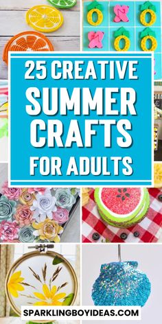 Looking for fun and easy DIY summer crafts for adults? Check out our collection of DIY summer decor and outdoor projects! From beach crafts and seashell decor to upcycled and tropical-themed crafts, our summer craft ideas will help you create the perfect summer vibe. From DIY summer wreaths, summer mason jar crafts and Summer home decor crafts you'll get them all. Don't forget to check out our floral crafts and summer party decorations or for adding a touch of summer to your DIY summer projects. June Crafts For Seniors, Adult Summer Crafts, Easy Summer Crafts For Adults, Summer Party Crafts, Summer Crafts For Adults, Easy Summer Crafts, June Crafts, Diy Summer Decor, Summer Arts And Crafts