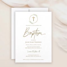 Celebrate the sacred occasion of your baby boy’s Baptism with this Watercolor Laurel Leaves Gold Cross Invitation. Designed with care, it features soft watercolor laurel leaves encircling a gilded gold cross on a pristine white background, paired with modern handlettering script and elegant serif typography. Personalize with your child’s name, Baptism date, ceremony details, reception information, and RSVP instructions to create a heartfelt and memorable invitation. Perfect for announcing this b Serif Typography, Ceremony Details, Soft Watercolor, Lady Of Fatima, Laurel Leaves