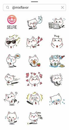 the sticker sheet shows different types of cats