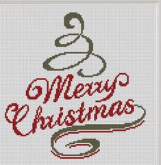 a cross stitch christmas card with the words merry christmas on it and a cup of coffee