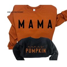 Mommy and Me Fall Sweatshirts Mama and Mamas Pumpkin Sweatshirts Mom Baby Fall Matching Outfits Kids Fall Shirt Fall Gifts Thanksgiving Girl **PLEASE ALSO NOTE: THIS IS NOT A SET - SHIRTS MUST BE PURCHASED SEPARATELY IN ORDER TO RECEIVE BOTH MAMA AND MAMA'S PUMPKIN SHIRTS. IF YOU HAVE ANY QUESTIONS FEEL FREE TO REACH OUT ANYTIME AND WE WILL BE HAPPY TO ASSIST YOU.  HOW TO ORDER  1. Select the Mama size you would like to order and then add to cart. 2. Add any personalization in the box below the Mom And Daughter Pumpkin Patch Outfits, Baby Fall Outfits, Matching Kids Outfits, Baby Fall, Fall Baby Clothes, Pumpkin Sweatshirts, Mom Baby, Mommy And Me Outfits, Mama Sweatshirt