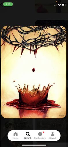 an image of a crown with blood on it