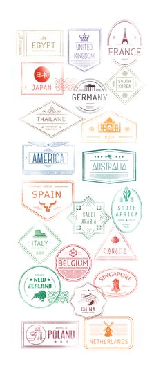 a bunch of different types of labels on a white background with the words made in french