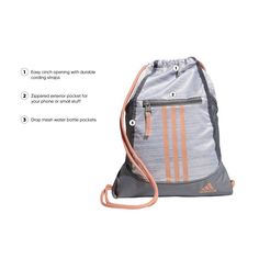 an adidas gym bag with instructions on how to use it