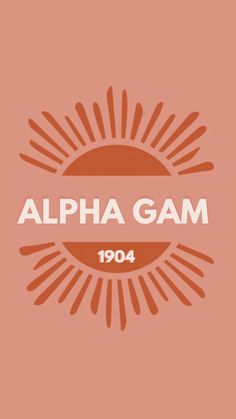 an orange and white logo with the word,'alpha gam'on it