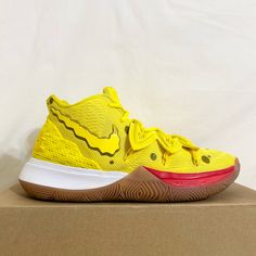 Nike Kyrie 5 Spongebob Ep Size 9 Cj6950-700 2019 Pre-Owned Brand New On Stockx $400 -Overall 8.5/10 Condition -Only Flaws To Both Uppers Is Super Small Ankle Lining Damage -Midsoles Perfect -Outsoles Have Very Little Wear; Extremely Clean -No Box -Pictures Are Accurate; Zoom In #51 Offers Accepted Kyrie 5 Spongebob, Basketball Shoes Kobe, Nike Kyrie 5, Box Pictures, Kyrie 5, Best Basketball Shoes, Nike Kyrie, Volleyball Shoes, Shoes Nike