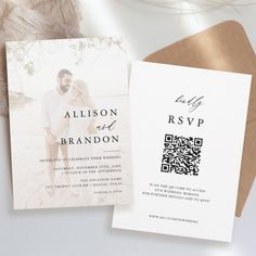 two wedding cards with the same photo on them