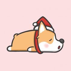 a cartoon dog with a santa hat sleeping