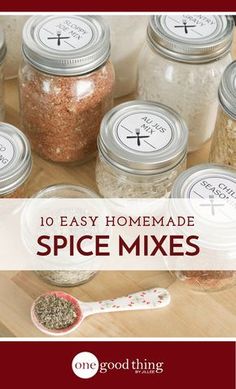 spice mixes on a table with the title 10 easy homemade spice mixes