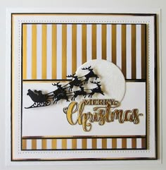 a christmas card with santa's sleigh and reindeers