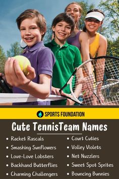 a flyer for a tennis tournament with children holding racquets and balls in their hands