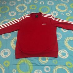 Never Worn New Without Sales Tags Red With White Stripes Sweatshirt M. Red Sporty Crew Neck Sweatshirt, Red Crew Neck Sporty Sweatshirt, Red Crew Neck Sweatshirt Sporty Style, Red Long Sleeve Sporty Sweatshirt, Adidas Red Crew Neck T-shirt, Red Adidas Crew Neck T-shirt, Adidas Red Sweatshirt For Winter, Adidas Red Sports Sweatshirt, Adidas Red Winter Sweatshirt