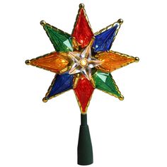 Multi color 8 point star Christmas tree topper. Pre lit with 10 mini lights. If one bulb burns out the rest will stay lit Star Christmas Tree Topper, Lighted Tree Topper, Star Christmas Tree, Prelit Tree, Tree Star, Christmas Tree Star, Star Tree Topper, Black Christmas Trees, Star Christmas