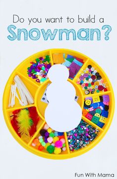 the snowman craft kit is filled with beads, buttons and other things to make it