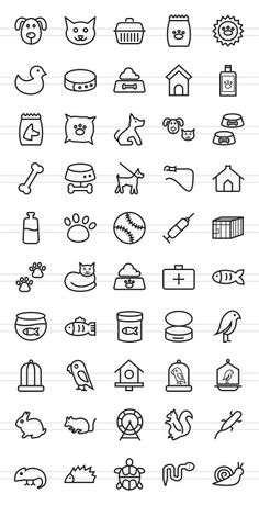 a bunch of different types of icons on lined paper