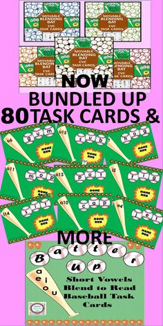 a bunch of cards that are on top of each other with the words, now bundled up 80 task cards and more