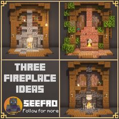 four different fireplaces with the words three fireplace ideas