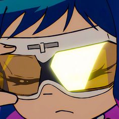 an anime character wearing goggles and looking at something