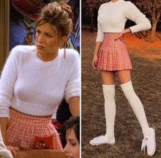 Iconic Retro Outfits, Best Outfits From Friends, Friends Tv Show Outfits Rachel Green, What To Wear To The Movies With Friends Outfit, Rachel From Friends Costume, Iconic Pop Culture Outfits, Rachel Friends Costume, Iconic 2000s Movie Characters, Rachel's Outfits Friends