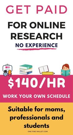 a poster with the words get paid for online research no experience work your own schedule