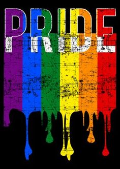 the word pride painted in rainbow colors on a black background