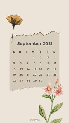 a calendar with a flower on it