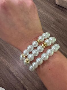 Set of 3 white and gold stack beaded bracelets Grapevine Tx, White Gold Bracelet, Gold Bracelets, Gold Bracelet, Jewelry Bracelets, Beaded Bracelets, White Gold, Gold, White