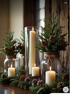 Forest Christmas Decor Rustic, Pine Decorations Christmas, Office Decorated For Christmas, Christmas Decor Ideas From Nature, Outdoor Christmas Table Decorations, Christmas Woodland Table Decor, 2024christmas Decor, Christmas Decoration Inside House, Forest Christmas Table Decor