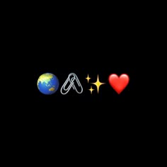 the earth and two different symbols are shown on a black background, with one red heart