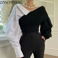 Minimal Stil, Korean Fashion Chic, Leather A Line Skirt, Blouses Vintage, Patch Work Blouse, Leather Midi Skirt, Mode Casual, Leather Pencil Skirt