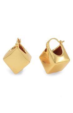 Bring modern shape to everyday ensembles with surprising cube drop earrings that refresh the classic hoop style. 1/2" drop Snap-post closure Goldtone plate Imported Square Earrings, Keep Jewelry, Gold Tones, Nordstrom, Pouch, Hoop Earrings, Perfect Gift, Bring It On, Drop Earrings