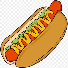 a hot dog with mustard and ketchup on it clip art, hd png