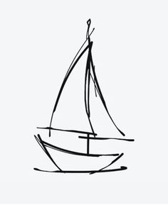 a black and white drawing of a sailboat