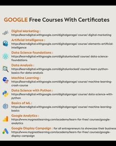 the google free courses with certificates