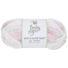 baby good soft & sleek baby yarn in pink, white and grey colors on a white background