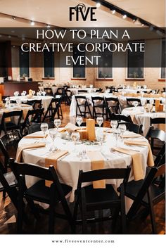 a table set up for an event with the words how to plan a creative corporate event