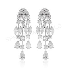 H/SI Multi Diamond Chandelier Wedding Earrings 18k White Solid Gold 5.86 Ct. Chandelier Wedding, Wedding Earrings Chandelier, Diamond Chandelier, Wedding Chandelier, White Gold Set, Diamond Dangle Earrings, White Solid, Diamond Clarity, Wedding Earrings