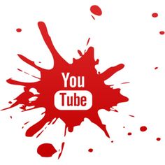 a red splash with the words youtube on it