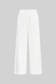 #color_white Versatile White Wide Leg Workwear Pants, Versatile White Wide Leg Pants For Work, Versatile White Wide Leg Pants, Wide Leg Pants With Elastic Side Panels For Work, Versatile White Wide Leg Loungewear Pants, White Relaxed Fit Versatile Pants, White Versatile Pants With Relaxed Fit, Versatile White Relaxed Fit Pants, Versatile Wide-leg White Bottoms