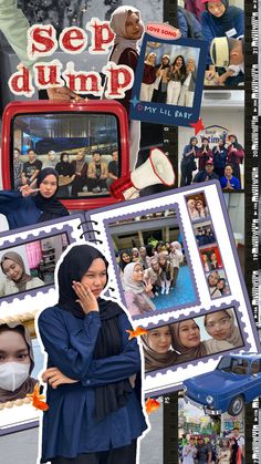 a collage of photos with people in the background and an advertisement for sep dunp