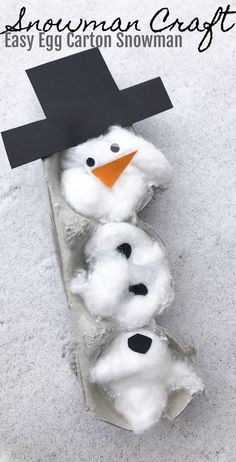 snowman craft made out of cotton balls