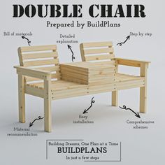 a wooden bench with instructions on how to build it and what to put in it