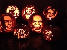 pumpkins carved to look like famous characters