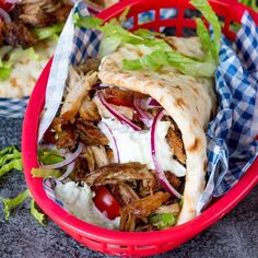 a close up of a taco in a basket