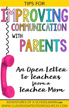 an open letter to teachers is shown with the words improve communication and help them learn