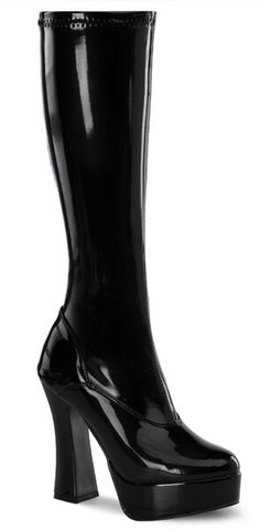 ELECTRA-2000Z Black Patent Black Buckle Boots, Alchemy Jewelry, Black Shrug, Black Stilettos