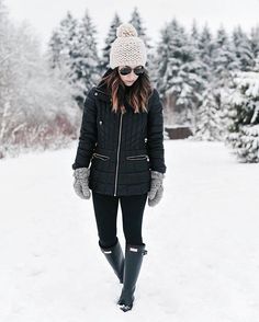 ICYMI - This simple snow look is on the blog (link in profile). I'm wearing some of my winter closet staples. Head to crystalinmarie.com to get all the details or get them here: http://liketk.it/2qbl9 @liketoknow.it #liketkit Rain Boots Fashion, Hunter Boot, Black Rain Boots, Winter Outfits Cold, Coat Outfit