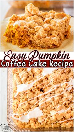 easy pumpkin coffee cake recipe with white icing