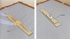 two pictures showing how to install an insulated floor